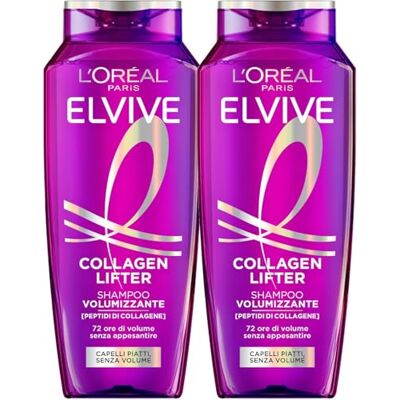 L'Oreal Paris Volymgivande schampo För fint och platt hår 2x mer volym 72H Berikad med kollagenpeptider Silikonfri L'Oreal Paris Volymgivande schampo För fint och platt hår 2x mer volym 72H Berikad med kollagenpeptider Silikonfri