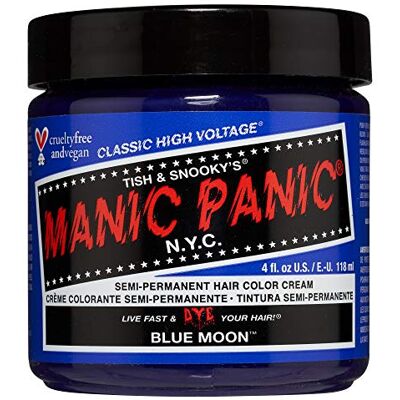 Manic Panic Hårnyans blå moon Ljus kungsblå, coola koboltundertoner, vegansk, ammoniakfri och grymhetsfri, varar 4-6 veckor, utvecklarfri Manic Panic Hårnyans blå moon Ljus kungsblå, coola koboltundertoner, vegansk, ammoniakfri och grymhetsfri, varar 4-6 veckor, utvecklarfri