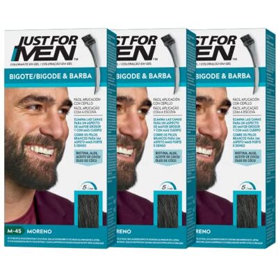 Just for men Mustasch och skäggfärg eliminerar grått hår för tjockare och fylligare utseende, med applikatorborste ingår, brunett, M45 (3-pack) Just for men Mustasch och skäggfärg eliminerar grått hår för tjockare och fylligare utseende, med applikatorborste ingår, brunett, M45 (3-pack)