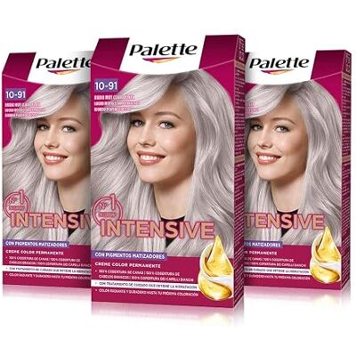 Schwarzkopf Intensiv krämfärgpalett 10-91 blond mycket ljus silver, permanent hårfärg med macadamia och mandelolja, täcker 100% grått hår och rötter, för strålande färg Schwarzkopf Intensiv krämfärgpalett 10-91 blond mycket ljus silver, permanent hårfärg med macadamia och mandelolja, täcker 100% grått hår och rötter, för strålande färg