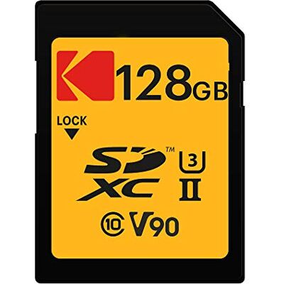 Kodak 2000x 128GB UHS-II U3 V90 Ultra Pro SDXC-kort upp till 300 MB/s läsning och 270 MB/s skrivning, för DSLR, 4K/8K UHD 360° videokameror Kodak 2000x 128GB UHS-II U3 V90 Ultra Pro SDXC-kort upp till 300 MB/s läsning och 270 MB/s skrivning, för DSLR, 4K/8K UHD 360° videokameror