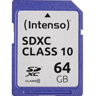 Intenso SDXC minneskort, klass 10, 64 GB, blå Intenso SDXC minneskort, klass 10, 64 GB, blå
