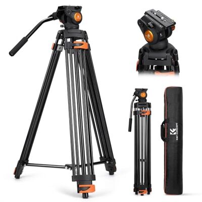 K&F CONCEPT 202 cm videostativ, Heavy Duty Tripod-stativ med vätskhuvud och snabbkopplingsplatta, kamerastativ för DSLR, videokamera, kameror, lastkapacitet 8 kg K&F CONCEPT 202 cm videostativ, Heavy Duty Tripod-stativ med vätskhuvud och snabbkopplingsplatta, kamerastativ för DSLR, videokamera, kameror, lastkapacitet 8 kg