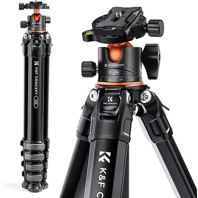 K&F CONCEPT Kamerastativ, 177CM Stabilt Aluminiumstativ med 35mm Kulhuvud Maximal Belastning 15kg, Kompakta Stativ för Fotografering med 1/4" Snabbkopplingsplatta för DSLR Kamera, Videokamera K&F CONCEPT Kamerastativ, 177CM Stabilt Aluminiumstativ med 35mm Kulhuvud Maximal Belastning 15kg, Kompakta Stativ för Fotografering med 1/4" Snabbkopplingsplatta för DSLR Kamera, Videokamera