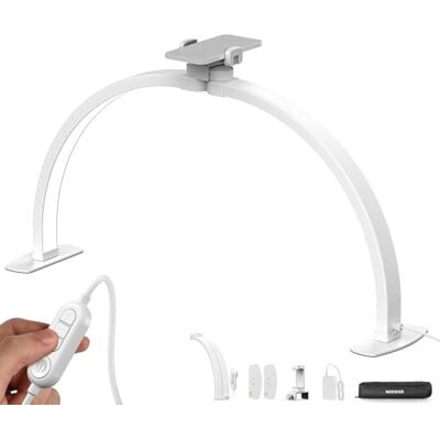 NEEWER Basics 29 tum halvmåne nagellampa för bord, 36 W vikbar nagelstudio båglampa, LED manikyr halv ringljus med mobiltelefonhållare för makeup beauty tattoo överhuvud videoinspelning, HM02-D NEEWER Basics 29 tum halvmåne nagellampa för bord, 36 W vikbar nagelstudio båglampa, LED manikyr halv ringljus med mobiltelefonhållare för makeup beauty tattoo överhuvud videoinspelning, HM02-D