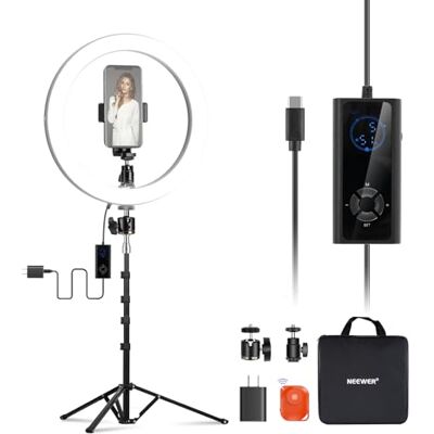 NEEWER Ringljus för telefon 12 tum 24 W LED med fot 180 cm, tvåfärgad 2900K-7 000K, USB C PD-port, CRI97+ 1810lux/0,5 m 12 scener ring ljus för makeup streaming zoom TikTok, RH12B NEEWER Ringljus för telefon 12 tum 24 W LED med fot 180 cm, tvåfärgad 2900K-7 000K, USB C PD-port, CRI97+ 1810lux/0,5 m 12 scener ring ljus för makeup streaming zoom TikTok, RH12B