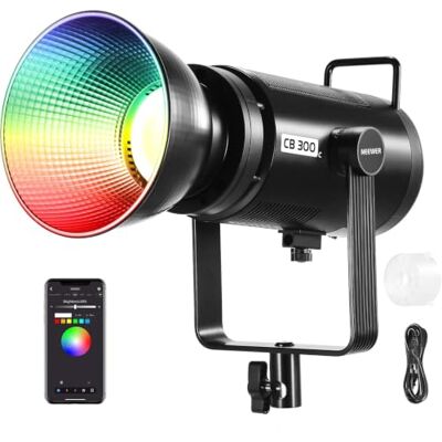 NEEWER CB 300C RGB LED-videolampa 300W med reflektor, APP&2,4G-styrning, 2500K-7500K färgtemperatur, CRI97+, 29600Lx ljusstyrka, 17 sceneffekter, Bowens Mount-studiolampa för video och streaming NEEWER CB 300C RGB LED-videolampa 300W med reflektor, APP&2,4G-styrning, 2500K-7500K färgtemperatur, CRI97+, 29600Lx ljusstyrka, 17 sceneffekter, Bowens Mount-studiolampa för video och streaming