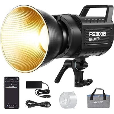 NEEWER FS300B 300W LED Studio videolampa, tvåfärgad COB kontinuerlig belysning med kontroll 2.4G/APP 44500Lux/1m 2700K-6500K CRI97+, 12 scener, Bowens spotlight ram för fotografering streaming NEEWER FS300B 300W LED Studio videolampa, tvåfärgad COB kontinuerlig belysning med kontroll 2.4G/APP 44500Lux/1m 2700K-6500K CRI97+, 12 scener, Bowens spotlight ram för fotografering streaming
