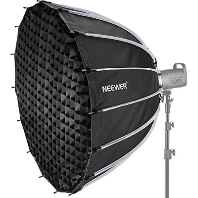 NEEWER 120 cm/47,2 tum parabolisk softbox, snabbinstallation, med diffusorer/vaxkaka-rutnät/väska, kompatibel med Aputure 120d ljuskupol Godox sl60w RGB CB60 och andra Bowens-monteringslampor NEEWER 120 cm/47,2 tum parabolisk softbox, snabbinstallation, med diffusorer/vaxkaka-rutnät/väska, kompatibel med Aputure 120d ljuskupol Godox sl60w RGB CB60 och andra Bowens-monteringslampor