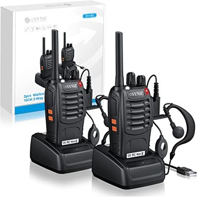 eSynic Fugen 2 st Walkie-talk långt avstånd-2-vägs radio lång räckvidd walkie-talkie med 2 st original öronsnäckor med 16 CH enkelt band stöder VOX-funktion perfekt för fältöverlevnad och andra aktiviteter eSynic Fugen 2 st Walkie-talk långt avstånd-2-vägs radio lång räckvidd walkie-talkie med 2 st original öronsnäckor med 16 CH enkelt band stöder VOX-funktion perfekt för fältöverlevnad och andra aktiviteter
