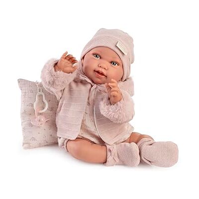 MUÑECAS ANTONIO JUAN S.L. Antonio Juan Nyfödda Vinterpipa, 42 cm realistisk babydocka med rosa kläder, napp och kudde ingår MUÑECAS ANTONIO JUAN S.L. Antonio Juan Nyfödda Vinterpipa, 42 cm realistisk babydocka med rosa kläder, napp och kudde ingår
