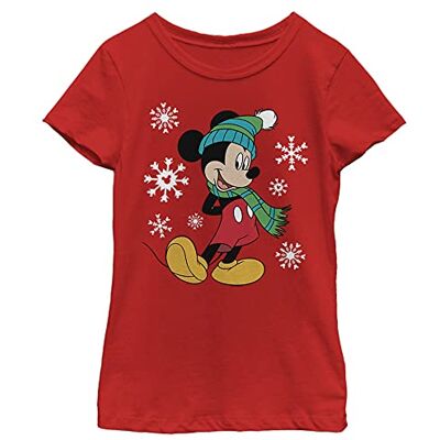 Disney flickors Big Holiday Musse T-shirt, Röd, S Disney flickors Big Holiday Musse T-shirt, Röd, S