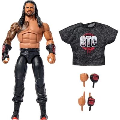 Mattel WWE Elite Roman Reigns figur och tillbehör, serie 123 15 cm samlarfigur av Roman Reigns med 25 rörliga leder och utbytbara händer, för barn och samlare, JHT62 Mattel WWE Elite Roman Reigns figur och tillbehör, serie 123 15 cm samlarfigur av Roman Reigns med 25 rörliga leder och utbytbara händer, för barn och samlare, JHT62