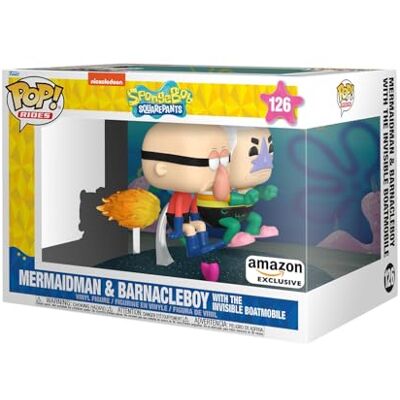 Funko POP! Rides Deluxe: Svampbob Fyrkant Sjöjungfru Man & Barnacle Boy med osynlig bil Amazon Exklusiv Samlarobjekt vinylfigur Presentidé Officiell produkt TV-fans Funko POP! Rides Deluxe: Svampbob Fyrkant Sjöjungfru Man & Barnacle Boy med osynlig bil Amazon Exklusiv Samlarobjekt vinylfigur Presentidé Officiell produkt TV-fans