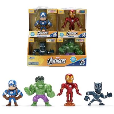 Jada Toys Marvel Avengers figur (1 styck) – 1 av 4 samlarfigurer av metall (Ironman, Captain America, Hulk, Black Panther) för fans och samlare från 8 år, slumpmässigt, 6,5 cm, våg 2 Jada Toys Marvel Avengers figur (1 styck) – 1 av 4 samlarfigurer av metall (Ironman, Captain America, Hulk, Black Panther) för fans och samlare från 8 år, slumpmässigt, 6,5 cm, våg 2