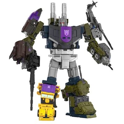 Transformers Age of the Primes Combaticon Onslaught, omvandlingsbar Commander Class-actionfigur på 17 cm, robotleksaker för barn från 8 år Transformers Age of the Primes Combaticon Onslaught, omvandlingsbar Commander Class-actionfigur på 17 cm, robotleksaker för barn från 8 år