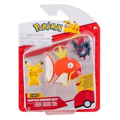 Pokémon Battle Figure 3-pak Pikachu, Magikarp, Zorua Multicolor Official Pokemon figure for kids 4+ Pokémon Battle Figure 3-pak Pikachu, Magikarp, Zorua Multicolor Official Pokemon figure for kids 4+