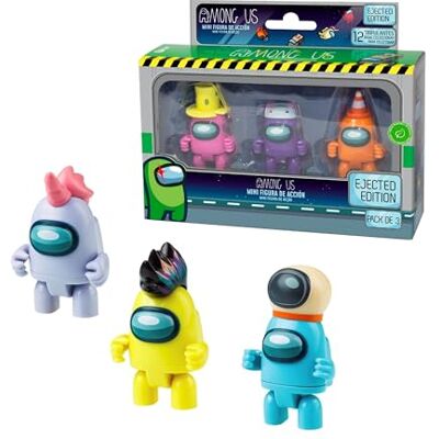 Bizak Among Us S3, 3-pack ledade figurer med 3 roliga tillbehör, mäter 5–7 cm, olika samlarmodeller rosa lila + orange (64116303) Bizak Among Us S3, 3-pack ledade figurer med 3 roliga tillbehör, mäter 5–7 cm, olika samlarmodeller rosa lila + orange (64116303)