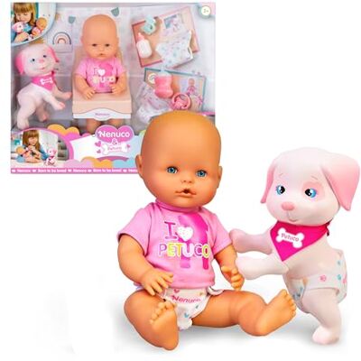 Nenuco & Petuco, 35 cm babydocka och den hårda kroppen Petuco valp, båda är spädbarn och måste ta hand om dem, tillbehör för båda, T-shirt, blöja, napp och flaska, 3 år, berömd (NFNA6000) Nenuco & Petuco, 35 cm babydocka och den hårda kroppen Petuco valp, båda är spädbarn och måste ta hand om dem, tillbehör för båda, T-shirt, blöja, napp och flaska, 3 år, berömd (NFNA6000)