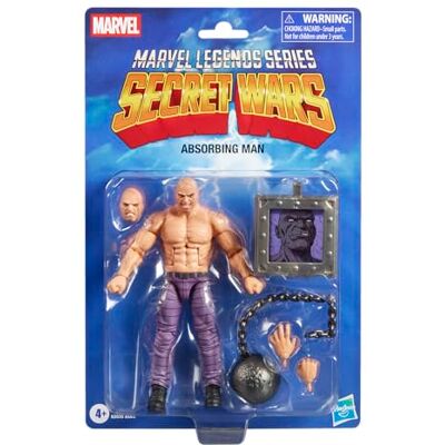 Marvel Legends Series Secret Wars Absorbing Man, retrosamlarobjekt från s serietidningar, actionfigur på 15 cm med rundsköld Marvel Legends Series Secret Wars Absorbing Man, retrosamlarobjekt från s serietidningar, actionfigur på 15 cm med rundsköld
