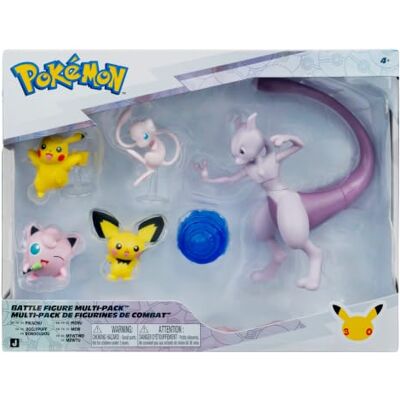 Pokémon Battle Figure 5-pack PKW5004-30th Annivesary Edition Multipack Pikahu, Pichu, Jigglypuff, Mew, Mewtwo Official Pokemon Action Figures 4+ Pokémon Battle Figure 5-pack PKW5004-30th Annivesary Edition Multipack Pikahu, Pichu, Jigglypuff, Mew, Mewtwo Official Pokemon Action Figures 4+