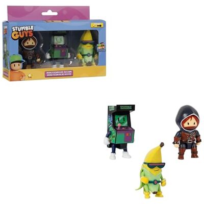 Bizak Stumble Guys Pack med 3 actionfigurer 8 cm set Banana Guy, olika karaktärer att samla, officiell licens för Downing videospel, vuxna fans och pojkar eller flickor 8 år (64113003-3) Bizak Stumble Guys Pack med 3 actionfigurer 8 cm set Banana Guy, olika karaktärer att samla, officiell licens för Downing videospel, vuxna fans och pojkar eller flickor 8 år (64113003-3)