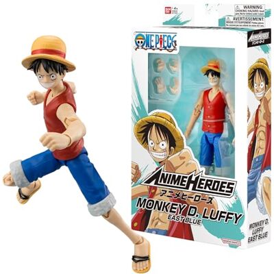 BANDAI Anime Heroes – One Piece – Actionfigur 17 cm Monkey D. Luffy East Blue – officiellt licensierad One Piece – Luffy ledad actionfigur – leksak för barn från 4 år – 37056 BANDAI Anime Heroes – One Piece – Actionfigur 17 cm Monkey D. Luffy East Blue – officiellt licensierad One Piece – Luffy ledad actionfigur – leksak för barn från 4 år – 37056