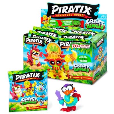 PIRATIX ADVENTURE WORLD Crazy Jungle Series – låda med 24 överraskningskuvert med piratfigurer samlarobjekt från Crazy Jungle-serien, varje kuvert innehåller 1 överraskningspieratix och 1 PIRATIX ADVENTURE WORLD Crazy Jungle Series – låda med 24 överraskningskuvert med piratfigurer samlarobjekt från Crazy Jungle-serien, varje kuvert innehåller 1 överraskningspieratix och 1