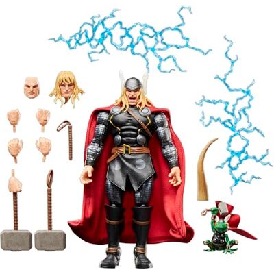 Marvel Legends Maximum Series Thor, förstklassig Thor-samlaractionfigur på 15 cm med inspiration från serietidningarna, böjliga leder för mäktiga poser, tillbehör som passar en åskgud Marvel Legends Maximum Series Thor, förstklassig Thor-samlaractionfigur på 15 cm med inspiration från serietidningarna, böjliga leder för mäktiga poser, tillbehör som passar en åskgud