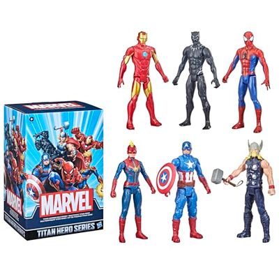 Marvel Titan Hero Series F28615S1 Actionfigurer, Flerfärgad, 6 st Marvel Titan Hero Series F28615S1 Actionfigurer, Flerfärgad, 6 st