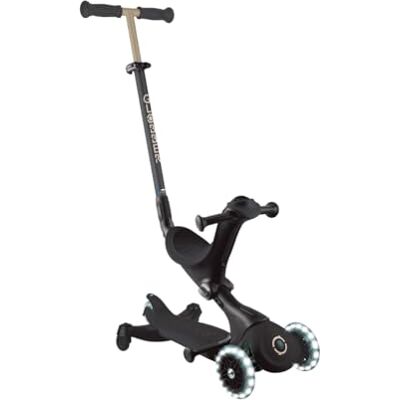 Globber GO•UP Deluxe Lights 360 Skalbar skoter med 3 hjul med säte och 360-modul, för barn från 15 månader till 6 år, svart Globber GO•UP Deluxe Lights 360 Skalbar skoter med 3 hjul med säte och 360-modul, för barn från 15 månader till 6 år, svart