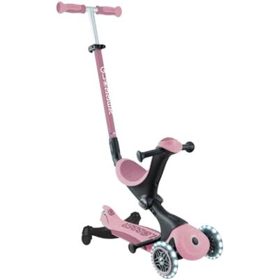 Globber GO•UP Deluxe Lights ECO 360 Skalbar skoter med 3 hjul med 360° roterande säte, fotstöd, LED och hållbara material, 15 månader till 6 år rosa bär Globber GO•UP Deluxe Lights ECO 360 Skalbar skoter med 3 hjul med 360° roterande säte, fotstöd, LED och hållbara material, 15 månader till 6 år rosa bär