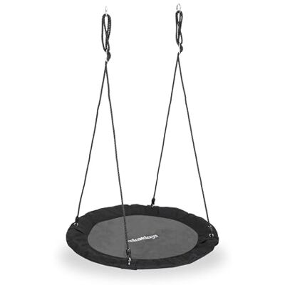 Relaxdays Nestgunga, utomhusgunga för barn och vuxna, Ø 110 cm, upp till 100 kg, rund, tallriksgunga, svart Relaxdays Nestgunga, utomhusgunga för barn och vuxna, Ø 110 cm, upp till 100 kg, rund, tallriksgunga, svart