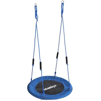 Relaxdays Runt utomhusbo gunga med skumhandtag, justerbar, blå, Ø 80 cm, max 100 kg Relaxdays Runt utomhusbo gunga med skumhandtag, justerbar, blå, Ø 80 cm, max 100 kg