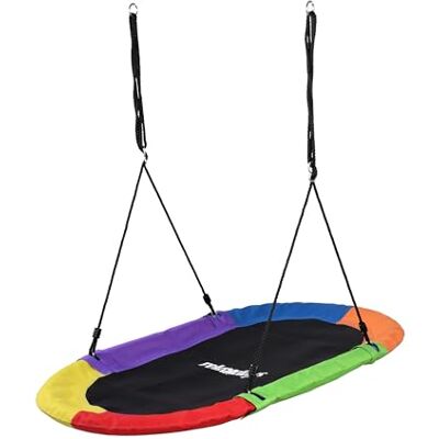 Relaxdays XXL ovalt bo gunga för barn och vuxna, 300 kg, 150 x 80 cm, färgglad Relaxdays XXL ovalt bo gunga för barn och vuxna, 300 kg, 150 x 80 cm, färgglad