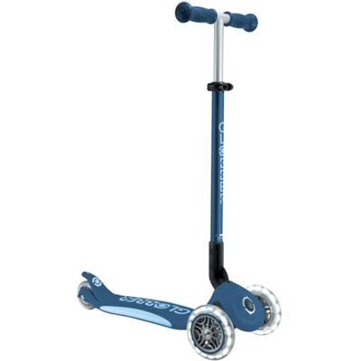 Globber Primo Foldable Plus Lights 3 hjul skoter för barn från 3 till 9 år, mörkblå Globber Primo Foldable Plus Lights 3 hjul skoter för barn från 3 till 9 år, mörkblå