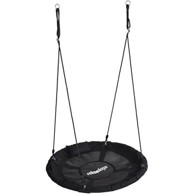 Relaxdays Rund hängande gunga med kudde och handtag, justerbar, utomhus, Ø 100 cm, 100 kg, svart Relaxdays Rund hängande gunga med kudde och handtag, justerbar, utomhus, Ø 100 cm, 100 kg, svart