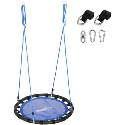 Relaxdays Runt Nest Swing med remmar och karbinhakar, justerbar, utomhus, Ø 80 cm, 100 kg, blå Relaxdays Runt Nest Swing med remmar och karbinhakar, justerbar, utomhus, Ø 80 cm, 100 kg, blå