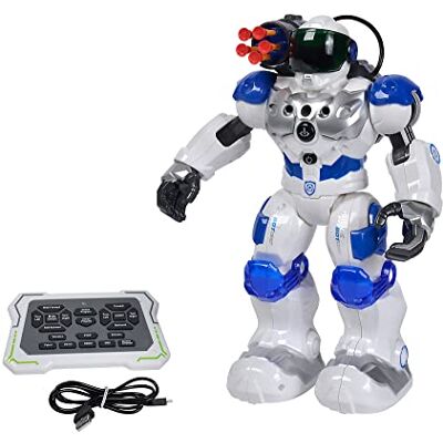 Simba 108042509 – Planet Fighter Robot med infraröd kontroll, gestkontroll, ljus och ljud, skottfunktion, olika rörelsefunktioner, 32 cm, från 5 år Simba 108042509 – Planet Fighter Robot med infraröd kontroll, gestkontroll, ljus och ljud, skottfunktion, olika rörelsefunktioner, 32 cm, från 5 år