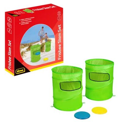 Idena 40381 – Kasta spel Frisbee Slam set utomhus, 2 vikbara målkorgar, 1 blå och 1 gul kastskiva ⌀ 20 cm, storlek 48 x 38,5 cm, för vuxna och barn från 6 år Idena 40381 – Kasta spel Frisbee Slam set utomhus, 2 vikbara målkorgar, 1 blå och 1 gul kastskiva ⌀ 20 cm, storlek 48 x 38,5 cm, för vuxna och barn från 6 år