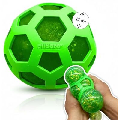 alldoro 60294 XXL Mesh Squishy stressboll, för pressning och knådning, grön med glitter, Ø ca 11 cm, fidgetleksak för barn från 3 år alldoro 60294 XXL Mesh Squishy stressboll, för pressning och knådning, grön med glitter, Ø ca 11 cm, fidgetleksak för barn från 3 år
