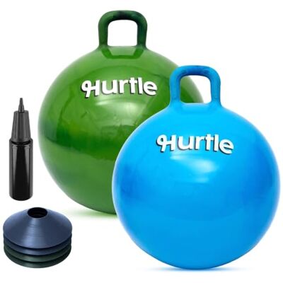 Hurtle Hoppboll barn från 3 år, 2-pack uppblåsbar hoppboll med handtag Två bollar i camo/marinblå marmordesign (51 cm) av giftfri PVC, inklusive pump & 4 koner Hurtle Hoppboll barn från 3 år, 2-pack uppblåsbar hoppboll med handtag Två bollar i camo/marinblå marmordesign (51 cm) av giftfri PVC, inklusive pump & 4 koner