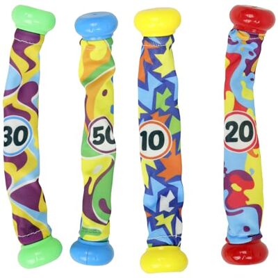 Blue Sky – Set med 4 tyngda stavar – dykspel – 048410 – plast – lära sig simning – dykning – barnleksak – poolspel – från 6 år Blue Sky – Set med 4 tyngda stavar – dykspel – 048410 – plast – lära sig simning – dykning – barnleksak – poolspel – från 6 år