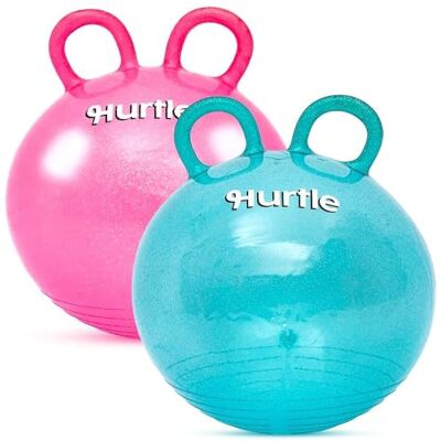 Hurtle Hoppboll barn från 3 år, 2-pack uppblåsbar hoppboll med handtag Två bollar i rosa/turkos glitterdesign (46 cm) av giftfri PVC, inklusive pump & 4 koner för lek inom- och utomhus Hurtle Hoppboll barn från 3 år, 2-pack uppblåsbar hoppboll med handtag Två bollar i rosa/turkos glitterdesign (46 cm) av giftfri PVC, inklusive pump & 4 koner för lek inom- och utomhus