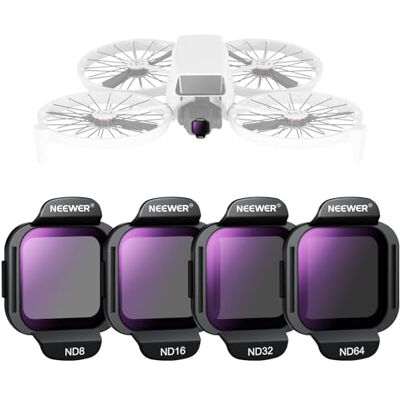 NEEWER ND-filteruppsättning kompatibel med DJI Flip Drone (4-pack), ND8 ND16 ND32 ND64 Snap On Multicoated HD optiskt glas neutral densitet linsfilter tillbehörssats, FL-N34 NEEWER ND-filteruppsättning kompatibel med DJI Flip Drone (4-pack), ND8 ND16 ND32 ND64 Snap On Multicoated HD optiskt glas neutral densitet linsfilter tillbehörssats, FL-N34