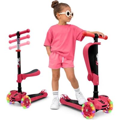 Hurtle 3-Hjulig Sparkcykel för Barn – 2-i-1 Sitt-/Ståsparkcykel med Utfällbar Sits, Justerbar Höjd, Bred Fotplatta och Blinkande LED-Hjul för Flickor och Pojkar från 1 År (Vattenmelon) Hurtle 3-Hjulig Sparkcykel för Barn – 2-i-1 Sitt-/Ståsparkcykel med Utfällbar Sits, Justerbar Höjd, Bred Fotplatta och Blinkande LED-Hjul för Flickor och Pojkar från 1 År (Vattenmelon)