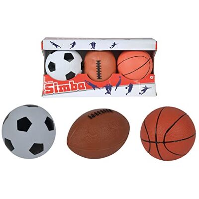 Simba 107352005-3-Pack Bollset 3-Pack Bollset från Toys med Fotboll, Basketboll och Rugbyboll, 9-10 cm, Från 3 år Simba 107352005-3-Pack Bollset 3-Pack Bollset från Toys med Fotboll, Basketboll och Rugbyboll, 9-10 cm, Från 3 år