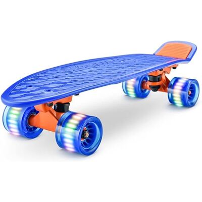 Hurtle Scateboard barn från 6 år, miniskateboard med LED-ljushjul, 55 cm pennybräda med halkskydd för flickor och pojkar, Cruiser LED, Kaykay- för nybörjare och avancerad, max 100 kg Hurtle Scateboard barn från 6 år, miniskateboard med LED-ljushjul, 55 cm pennybräda med halkskydd för flickor och pojkar, Cruiser LED, Kaykay- för nybörjare och avancerad, max 100 kg