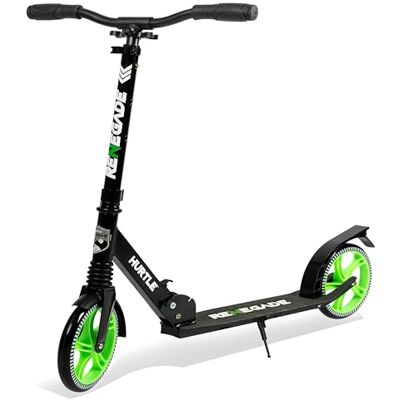 Hurtle Scooter, stadsskoter, vikbar och justerbar höjd, 84–98 cm, skoter barn 10 år, stort hjul skoter, med stativ, aluminium skoter, sportiga barn och vuxna, sparkskoter, inkl. bärrem, upp till 100 Hurtle Scooter, stadsskoter, vikbar och justerbar höjd, 84–98 cm, skoter barn 10 år, stort hjul skoter, med stativ, aluminium skoter, sportiga barn och vuxna, sparkskoter, inkl. bärrem, upp till 100