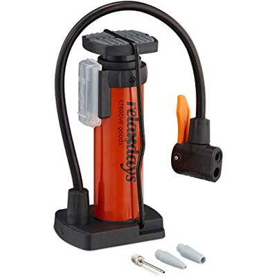 Relaxdays Fotpump, alla ventiler, 3 tillbehör, för cykel, bollar, 7 bar högt tryck, pedalpump, HBT: 17,5 x 9 x 7 cm, röd Relaxdays Fotpump, alla ventiler, 3 tillbehör, för cykel, bollar, 7 bar högt tryck, pedalpump, HBT: 17,5 x 9 x 7 cm, röd